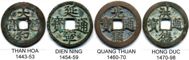 Annam 1 Cash coins of Thai Hoa and Than Tong Annamese coins of the Le Dynasty issued from 1443 to 1498AD