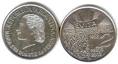 Argentina 2 Peso 2002 Eva Peron