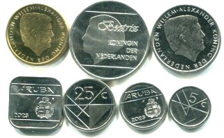Aruba 7 coin set: 5 Cents - 5 Florin Aruba 7 coin set: 5 Cents - 5 Florin