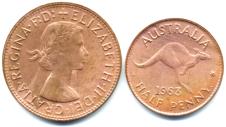 Australia 1/2 and 1 Penny 1963 Kangaroo