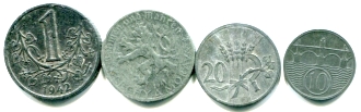 Bohemia & Moravia 4 coin set: 10, 20 , 50 Haleru and 1 Koruna Bohemia & Moravia 4 coin set: 10, 20 , 50 Haleru and 1 Koruna