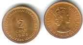 British East Carribbean Territories 1/2 Cent 1955