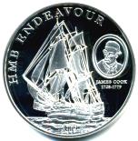 Cook Islands $5 2009 picturing HMB Endeavour and James Cook