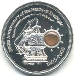 Cook Islands 1 Dollar coin cointaining piece of metal from Admiral Nelson's HMS Victory