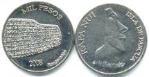 Easter Island 1000 Peso coin 2008