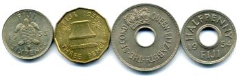 Fiji coin set: 1/2, 1, 3 & 6 Pence 1953-55