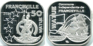 Franceville 50 Watue 2025 depicts sailing ship Franceville 50 Watue 2025 depicts sailing ship