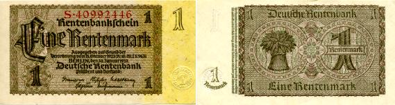 Nazi Germany 1 Rentenmark note, 1937 Germany 1 Rentenmark note, 1937 P173