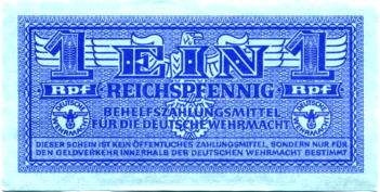 Nazi Germany 1 Reichspfennig military currency