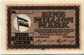 Germany, Hugo Stinnes Lines, 1 Million Mark Note, 1923