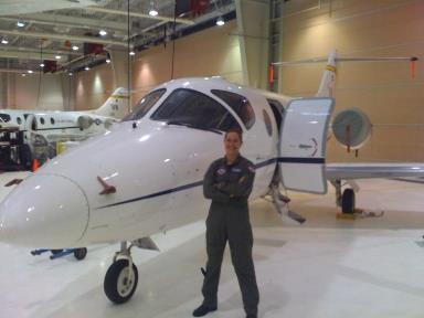 Grace flies the T-1