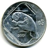 Mexico silver 5 Peso Manati 2001 KM651 Mexico silver 5 Peso Manati 2001 KM651