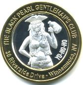Silver Strike Brothel token from The Black Pearl Gentleman's Club, Winnemucca, Nevada