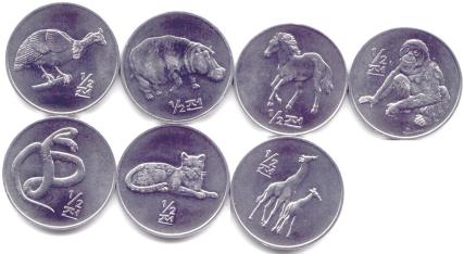Set of 7 North Korea wildlife coins