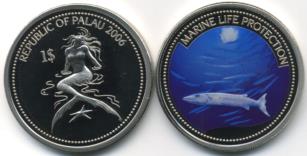 Palau $1 2006 Barracuda / Mermaid & starfish