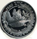 Peru 1 Sol with native boat Peru 1 Sol 2002 silver Proof coin