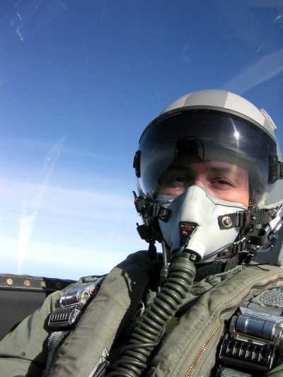 Grace takes an F-16 flight