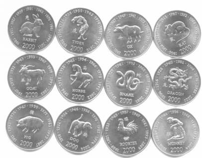 Somalia 2000 Chinese Zodiac coin set