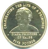 Tristan da Cunha Princess Di coin with real diamonds