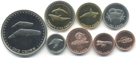 Tristan da Cuhna 2008 coin set: 1/2 Pence - 1 Crown