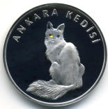Turkey Angora Cat silver Proof coin