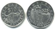 New Zimbabwe $10 and $25 coins, released August 2008