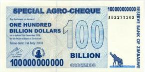 Zimbabwe 100 Billion Dollar Bill